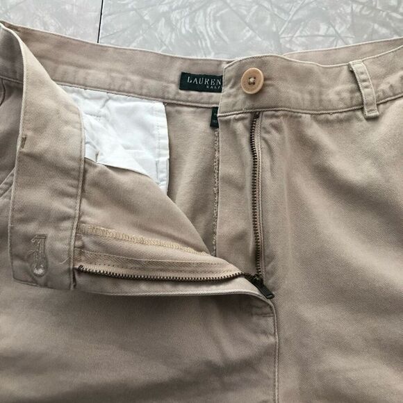 lauren jeans co ralph lauren size 8 tan high waisted shorts slat pockets preppy - Picture 6 of 11